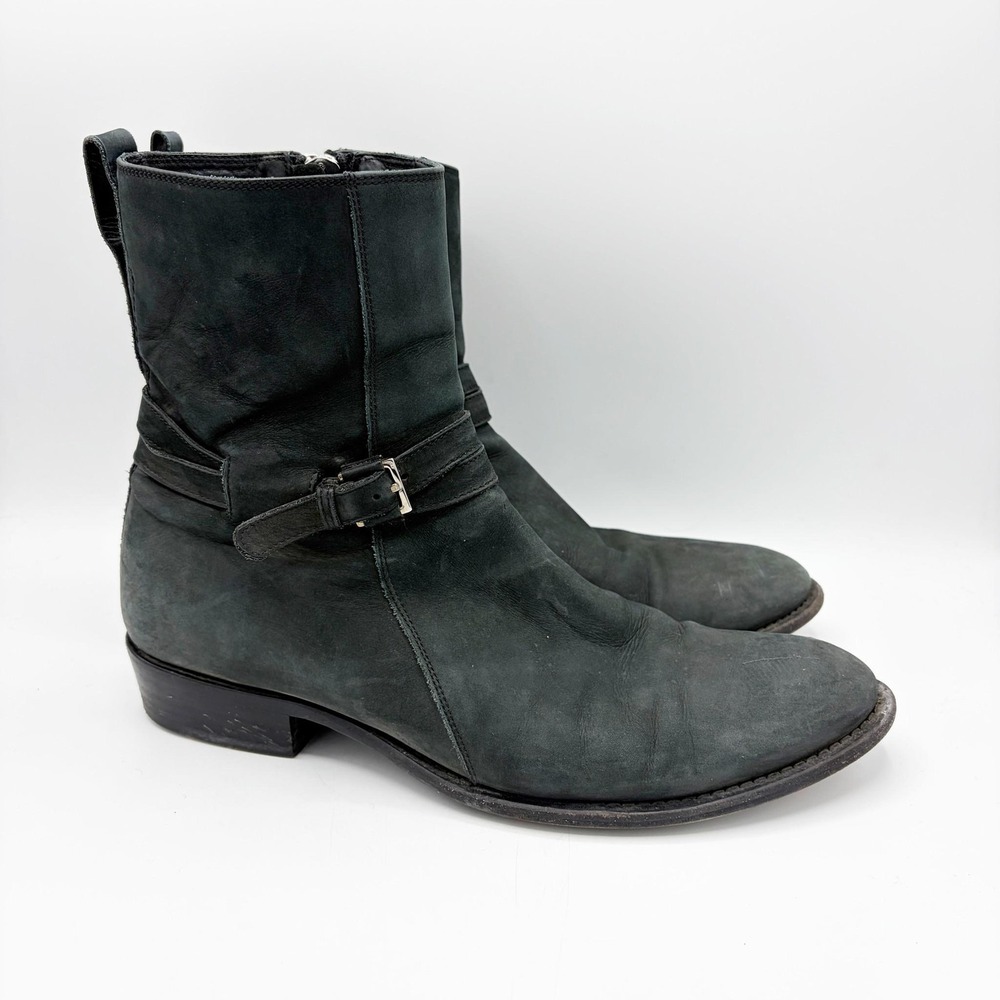 Dior Boots Men 11 or 44 Black Nubuck Leather Zip Buckle Casual Ankle Boots Italy